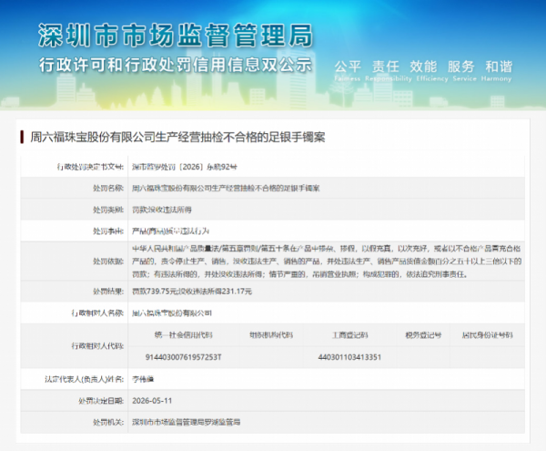 凤凰彩票中国官网入口 周六福恢复检出差异格的足银手镯：深表歉意，同批次送检及格