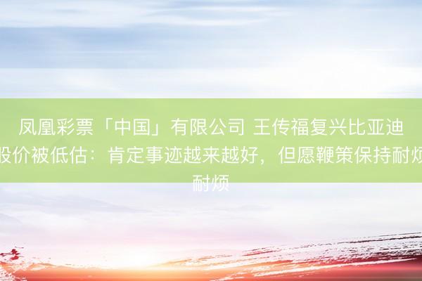 凤凰彩票「中国」有限公司 王传福复兴比亚迪股价被低估:肯定事迹越来越好,但愿鞭策保持耐烦