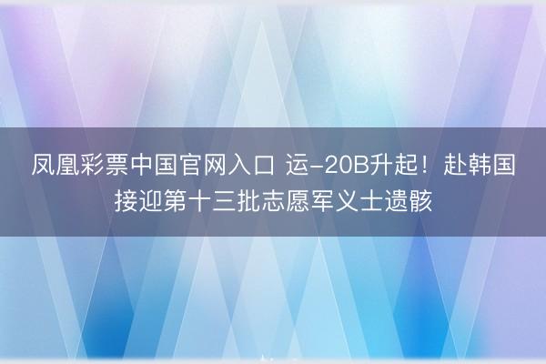 凤凰彩票中国官网入口 运-20B升起！赴韩国接迎第十三批志愿军义士遗骸